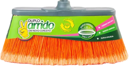 Vassoura Duplo Varrido cerdas laranja em duas camadas